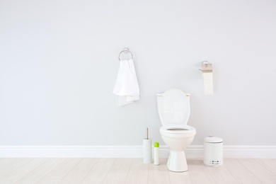 Ceramic toilet bowl in modern bathroom