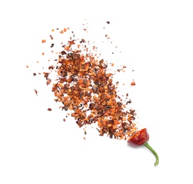 Crushed chili pepper on white background