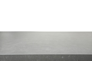 Photo of Empty stone surface against white background. Mockup for design