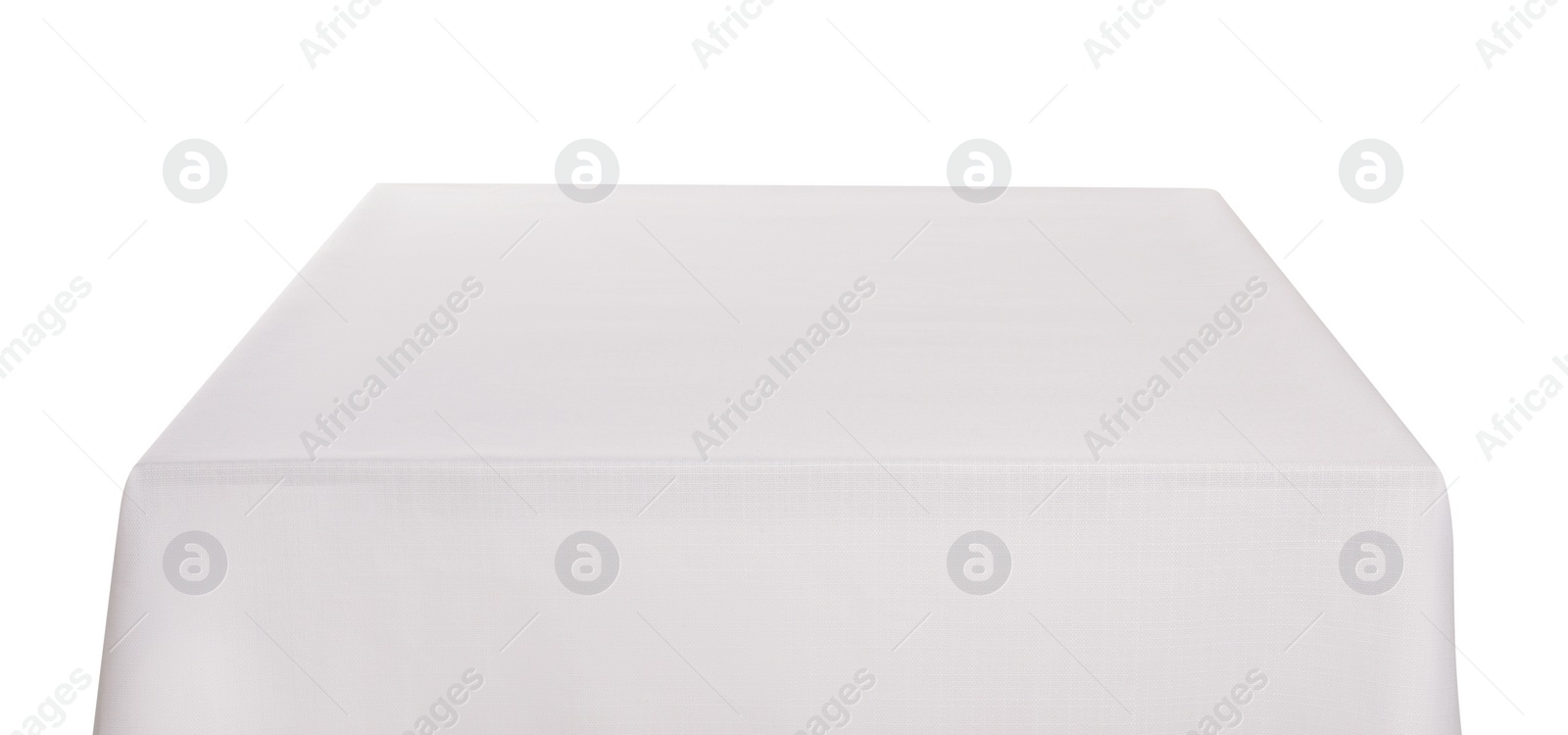 Photo of Table with white tablecloth isolated on white