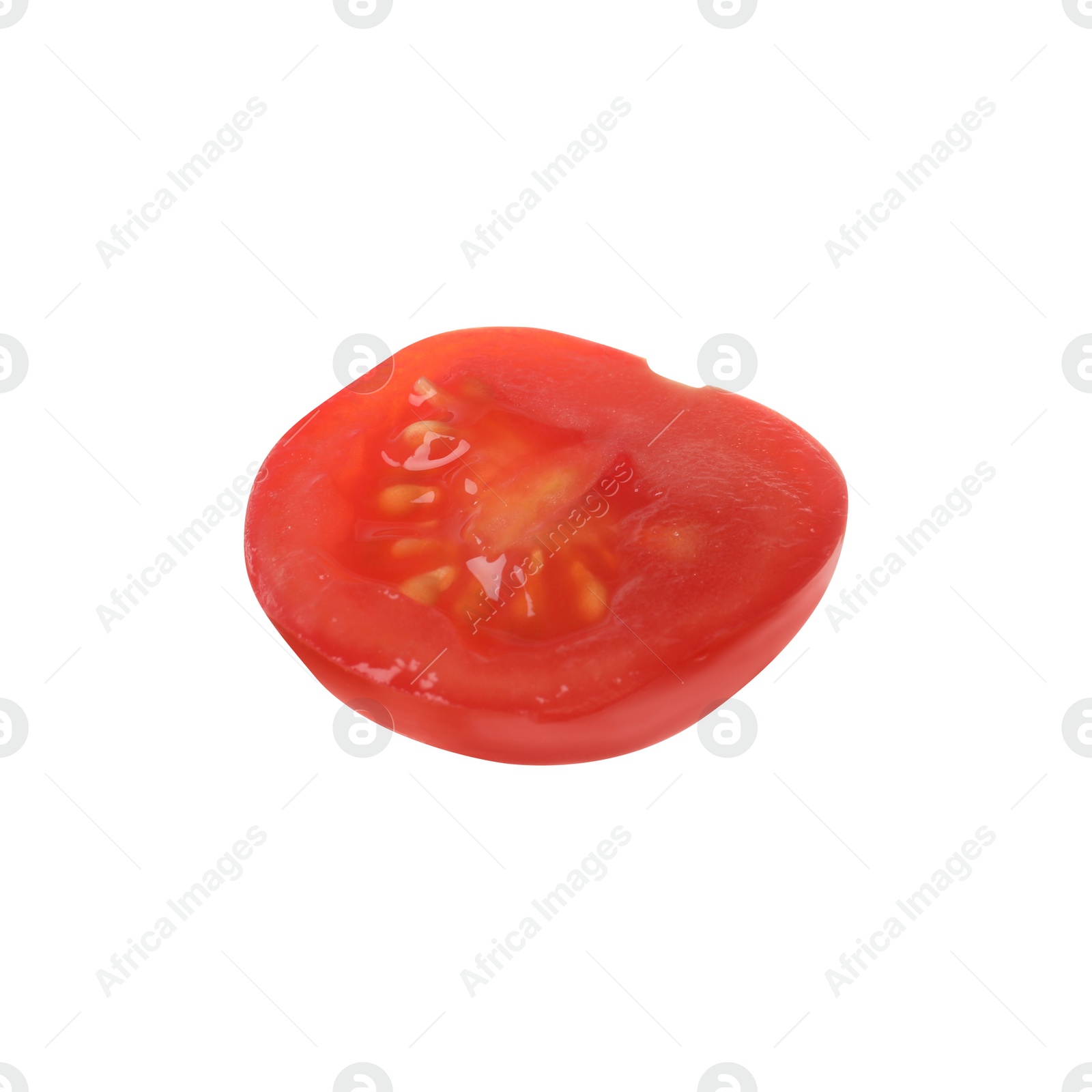 Photo of Half of fresh ripe tomato isolated on white. Healthy vegetable