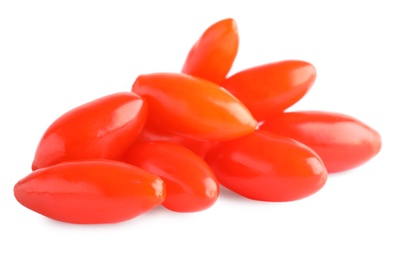 Photo of Fresh ripe goji berries on white background