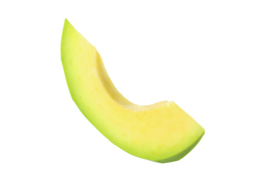 Slice of fresh avocado isolated on white