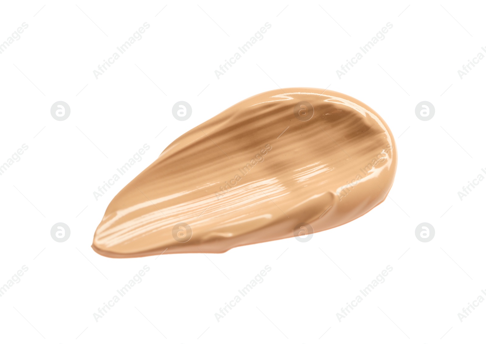 Photo of Smear of liquid skin foundation isolated on white, top view