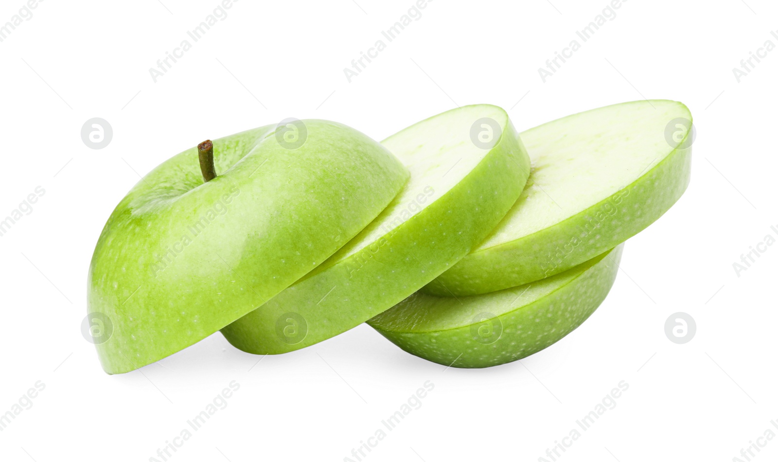 Photo of Sliced ripe green apple isolated on white