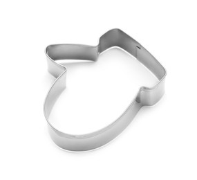 Photo of Mitten shaped cookie cutter on white background
