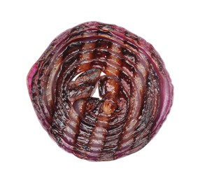 Photo of Slice of grilled red onion isolated on white