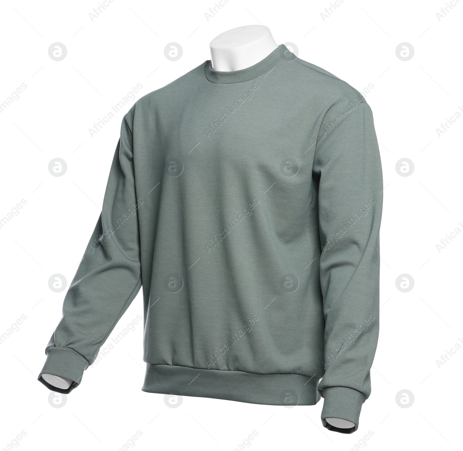 Photo of Stylish grey sweater isolated on white. Men`s clothes