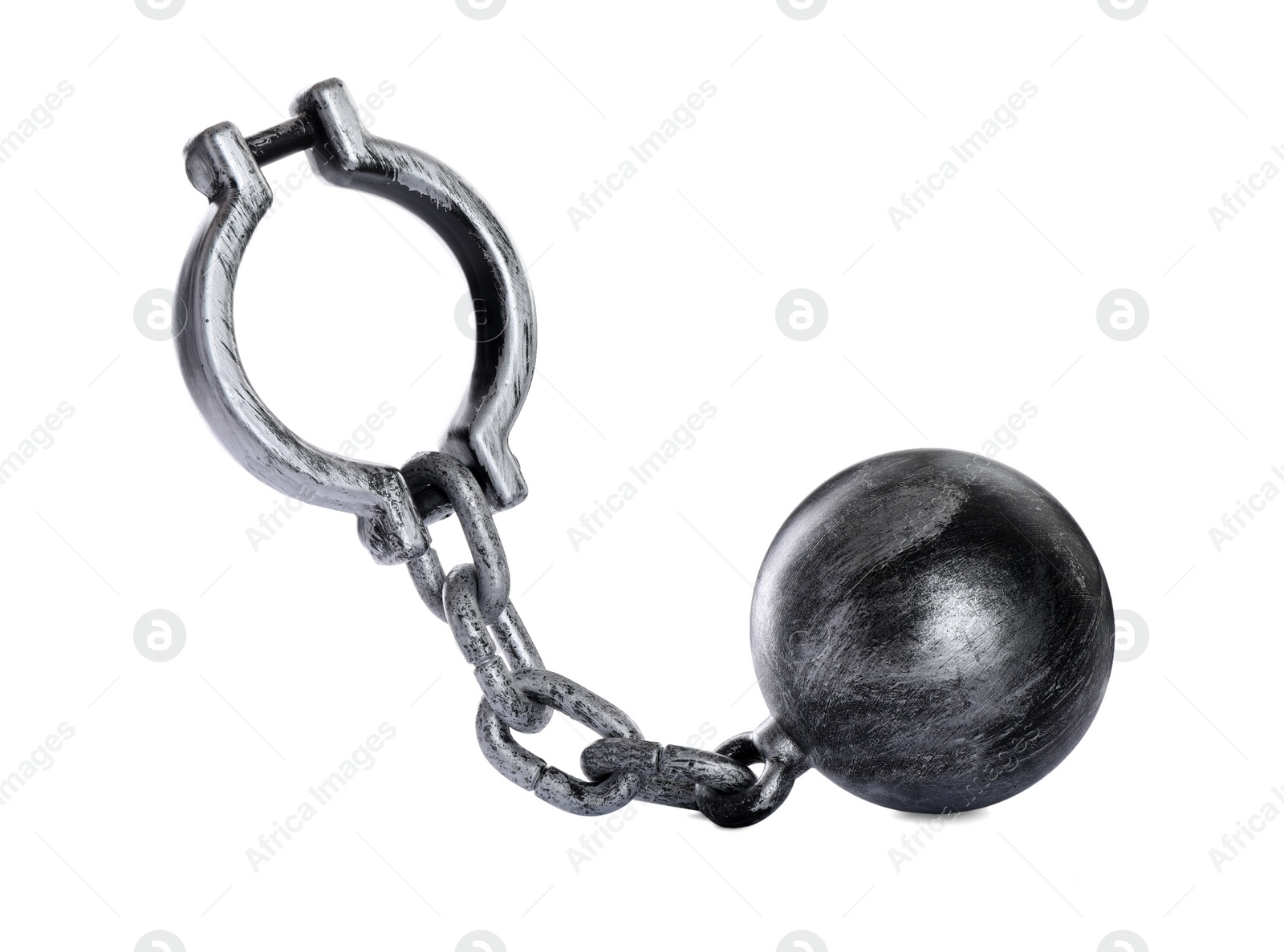 Photo of Prisoner ball with chain on white background