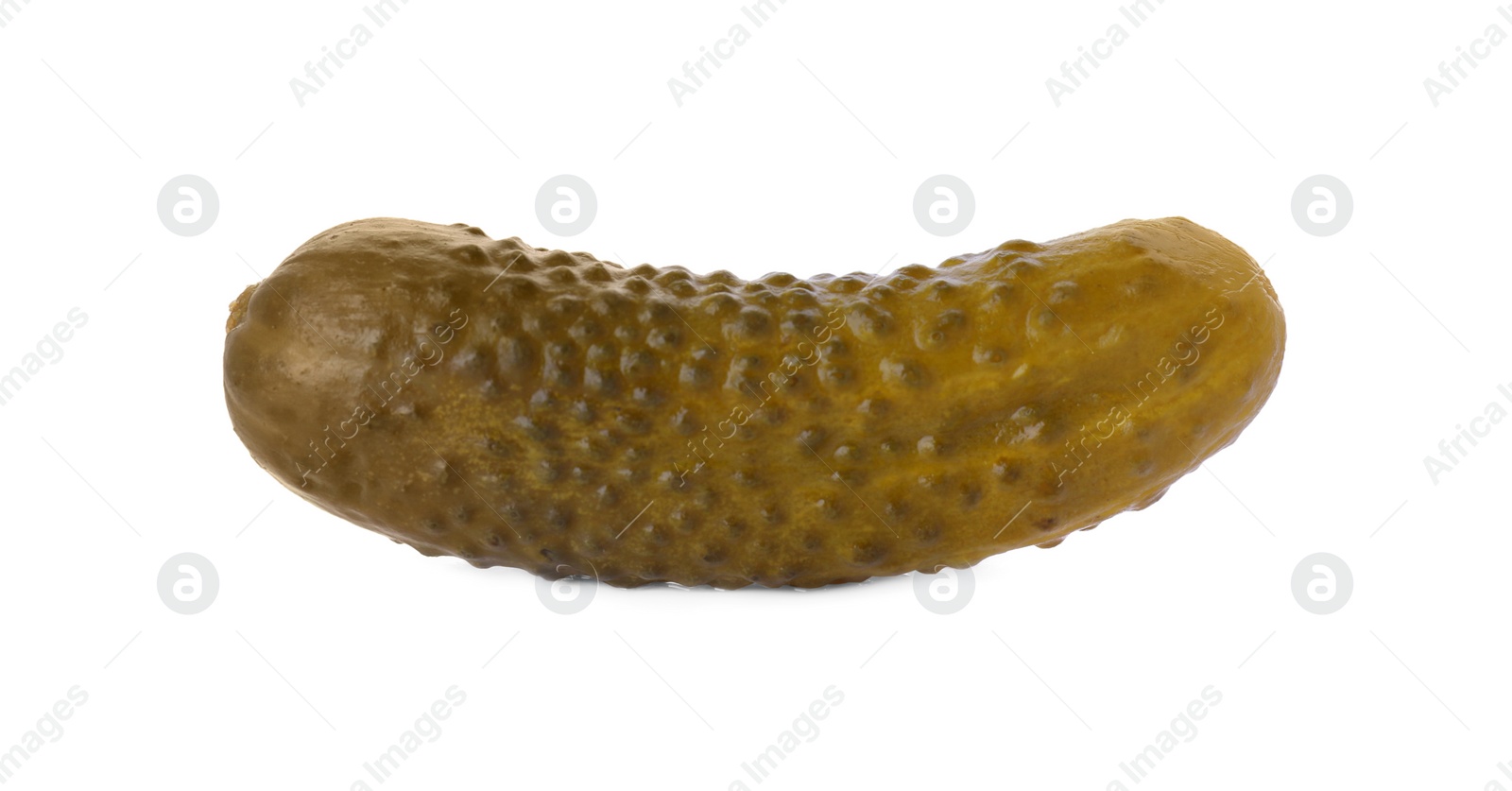 Photo of Tasty crunchy pickled cucumber isolated on white