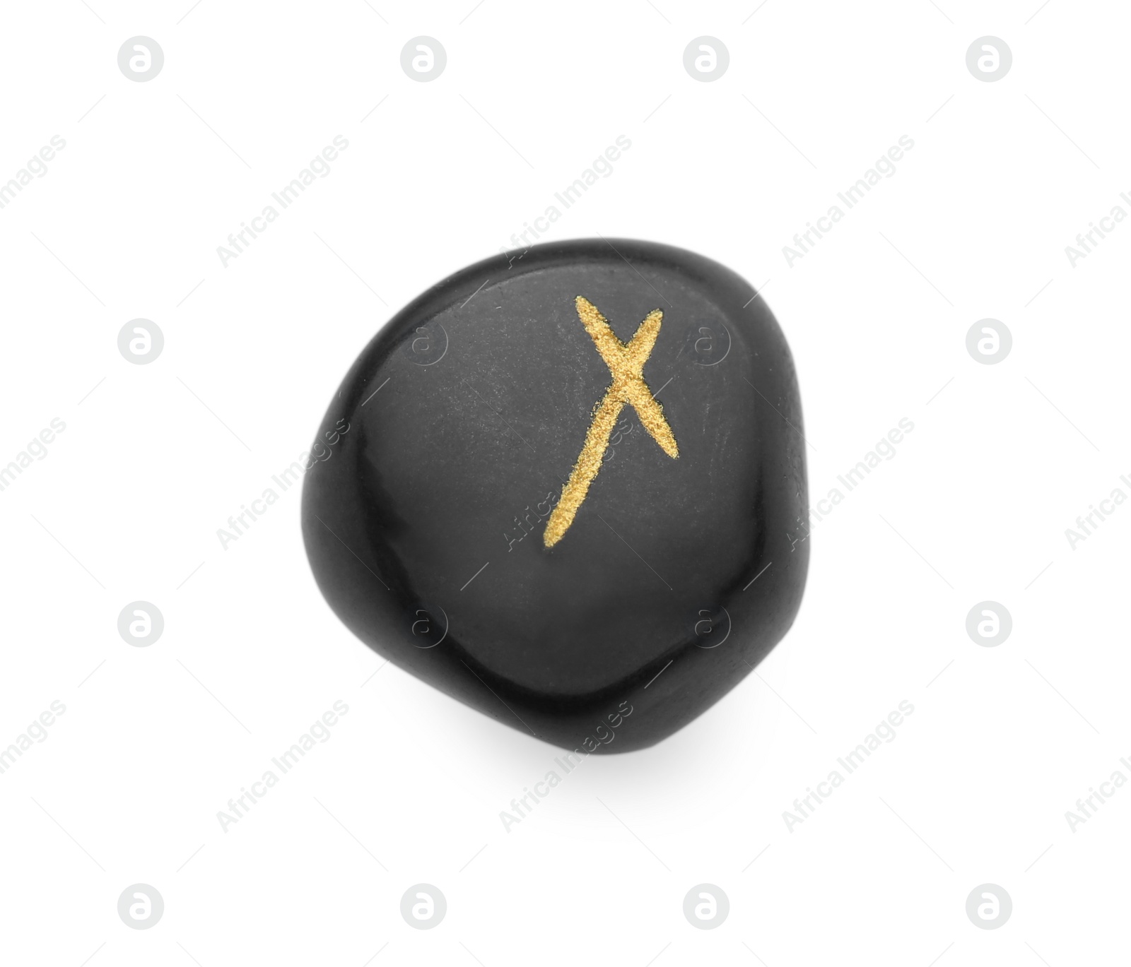 Photo of Black stone rune Nauthiz isolated on white