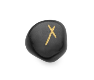 Photo of Black stone rune Nauthiz isolated on white