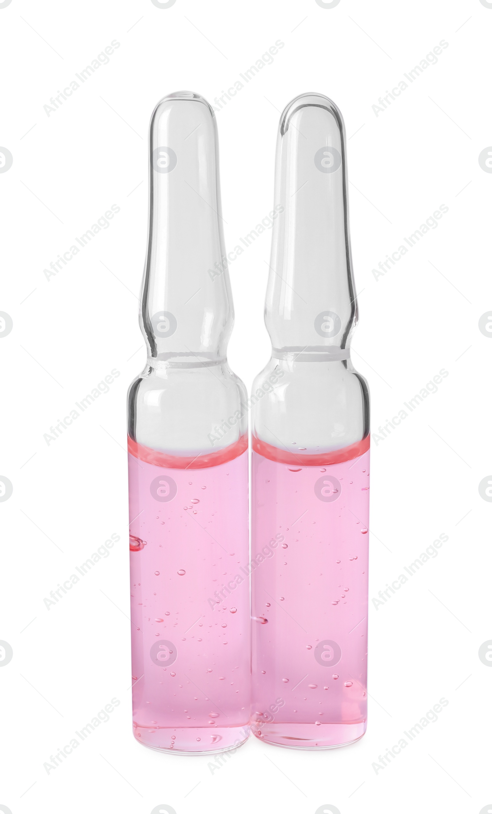 Photo of Pharmaceutical ampoules with medication on white background