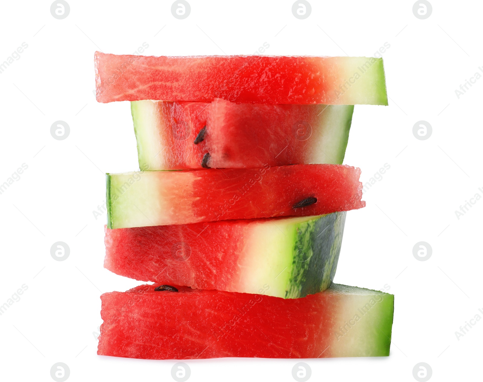 Photo of Slices of ripe watermelon on white background