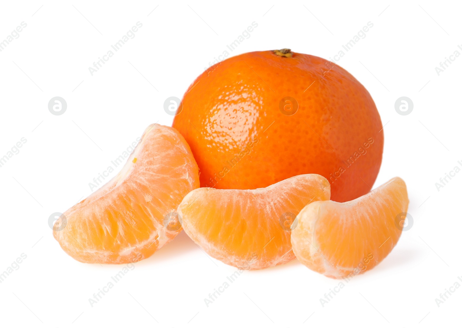 Photo of Fresh ripe juicy tangerines isolated on white