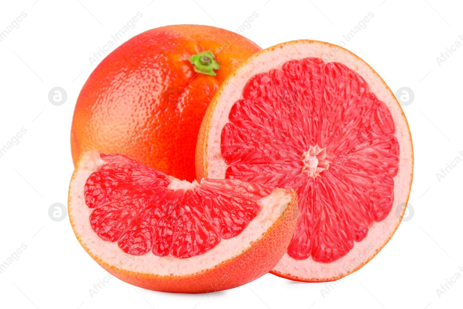 Photo of Fresh ripe grapefruits isolated on white. Citrus fruit