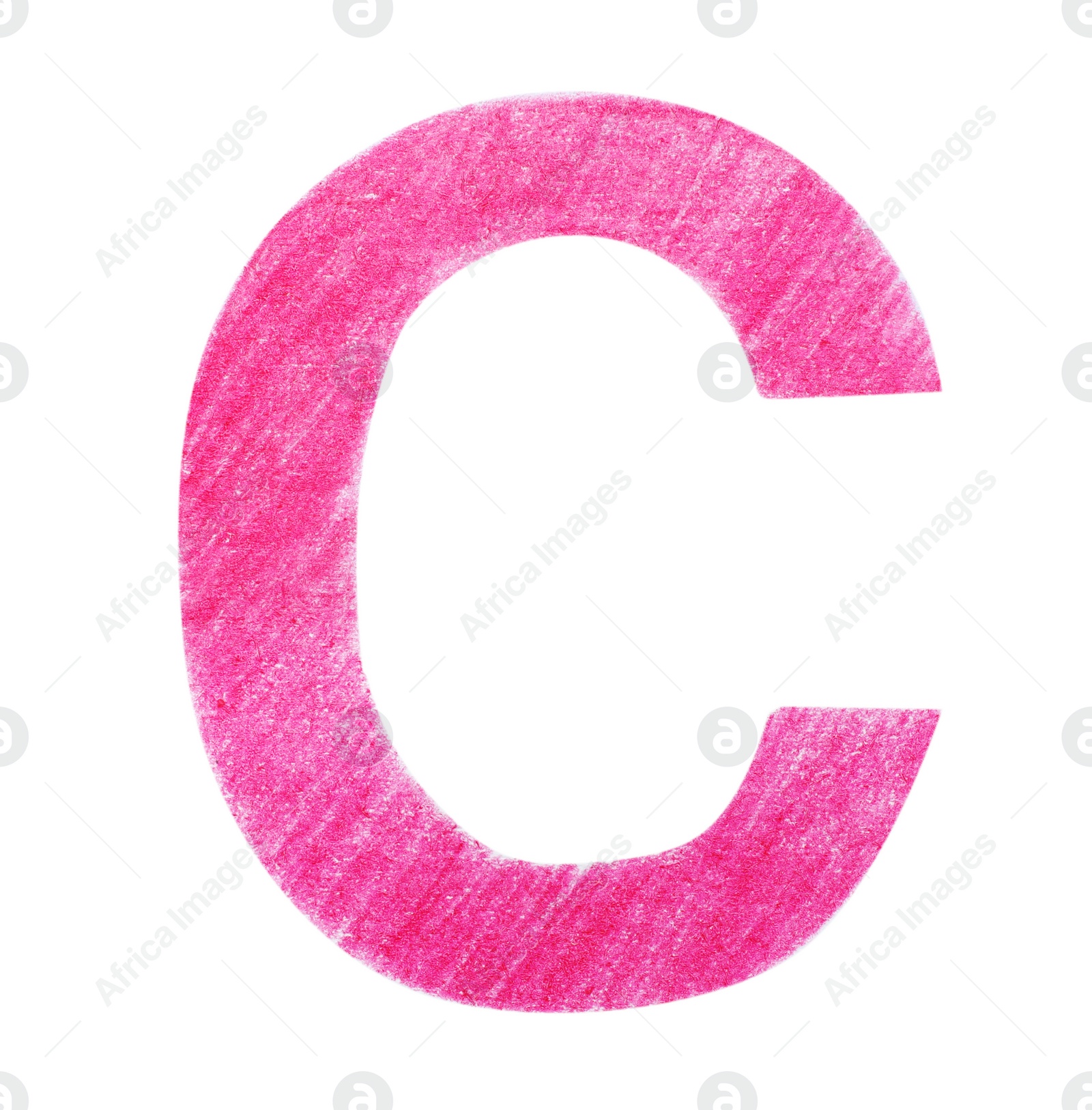Photo of Letter C written with pink pencil on white background, top view