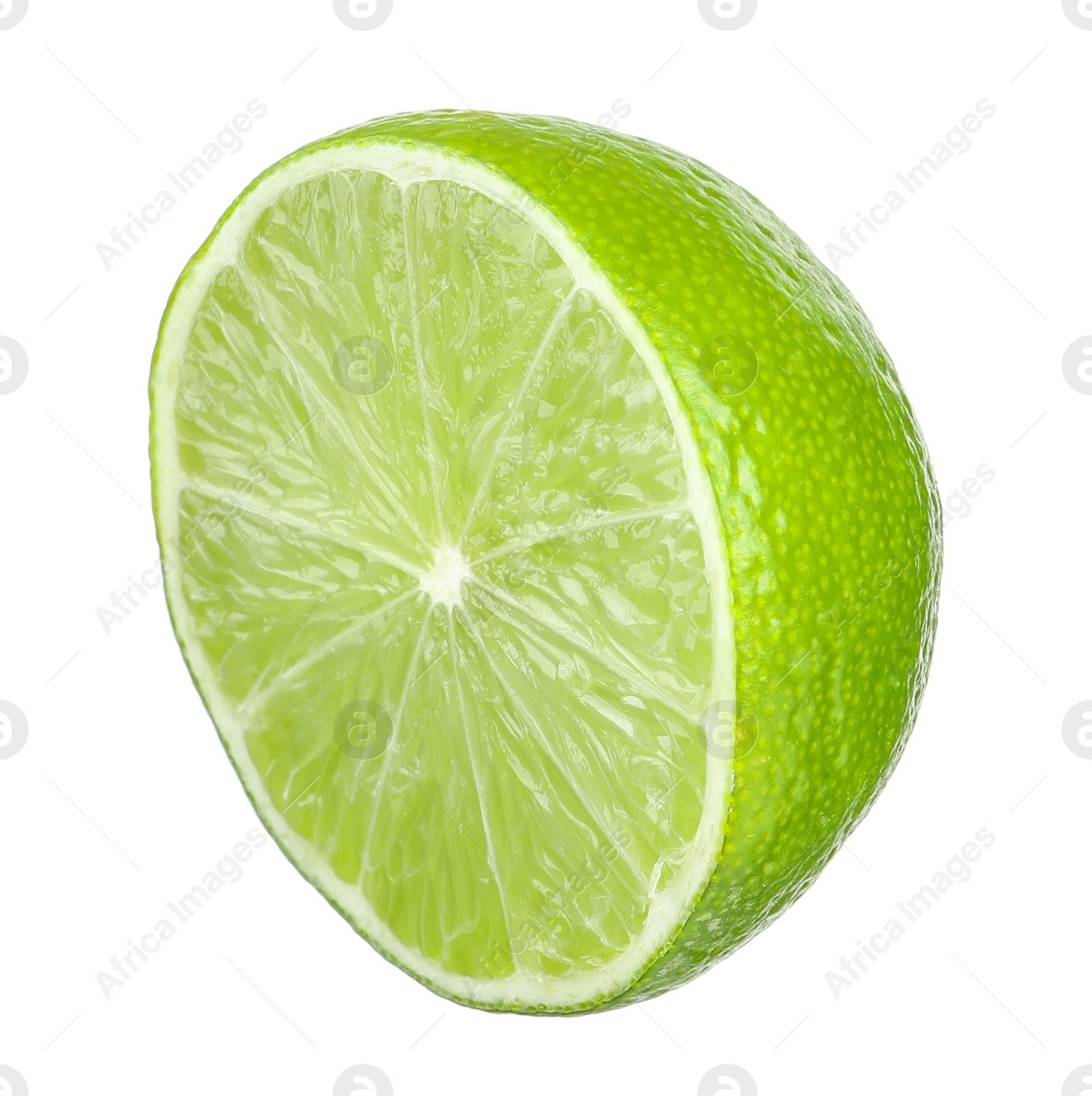 Photo of Half of fresh green ripe lime isolated on white