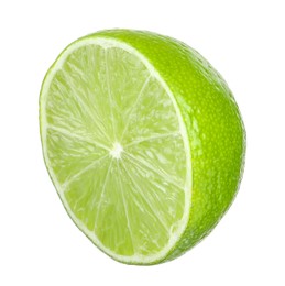 Half of fresh green ripe lime isolated on white