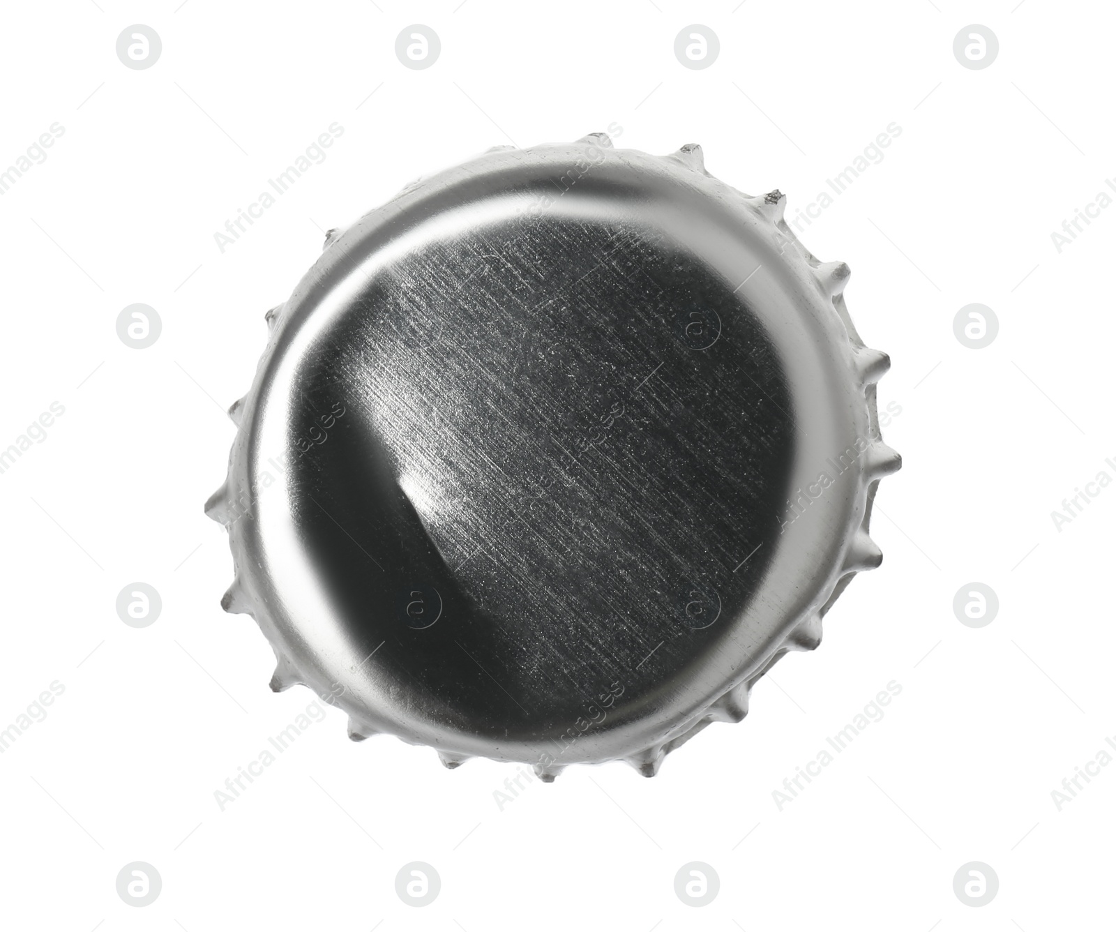 Photo of One silver beer bottle cap isolated on white