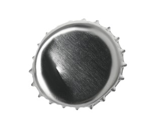 One silver beer bottle cap isolated on white