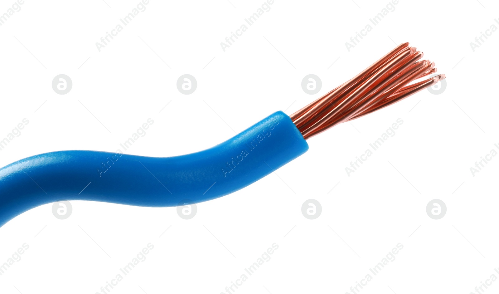 Photo of Light blue electrical wire isolated on white