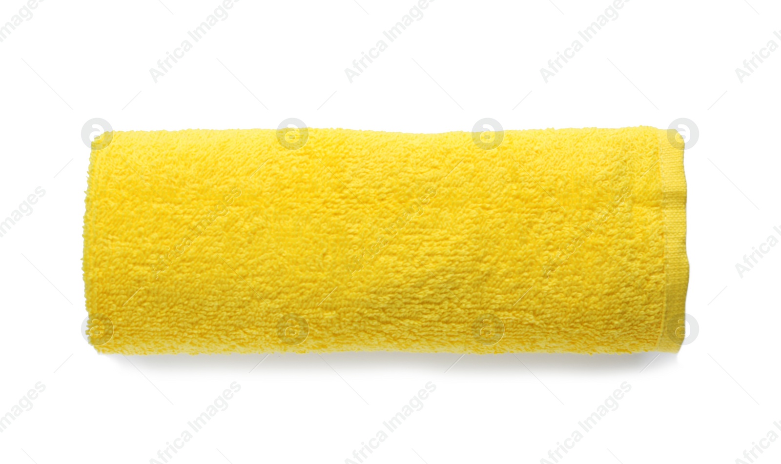 Photo of Bright towel on white background. Beach accessories