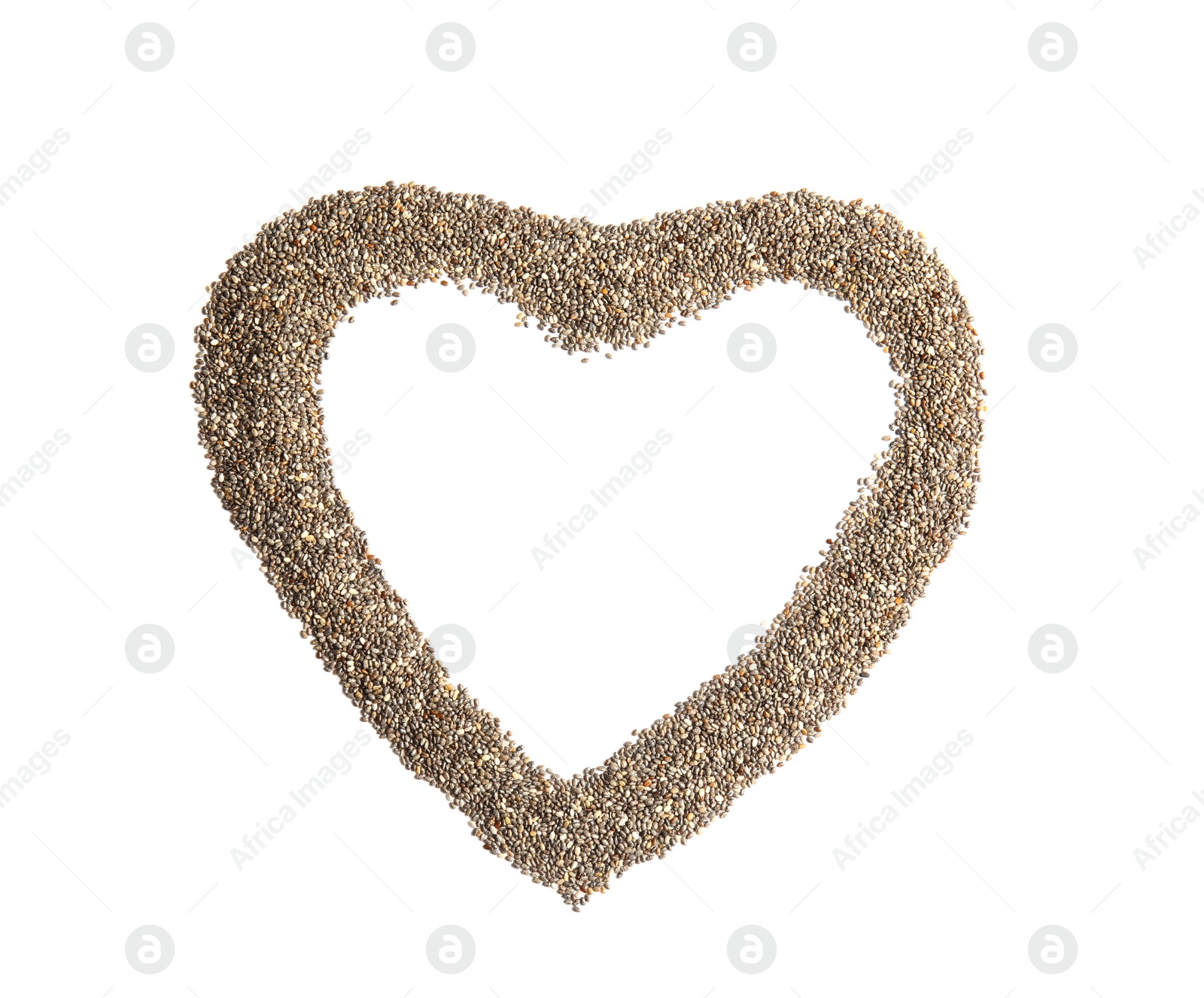 Photo of Frame made of chia seeds on white background, top view with space for text