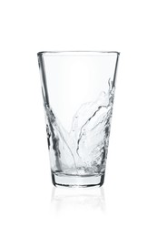 Pouring soda water into glass on white background