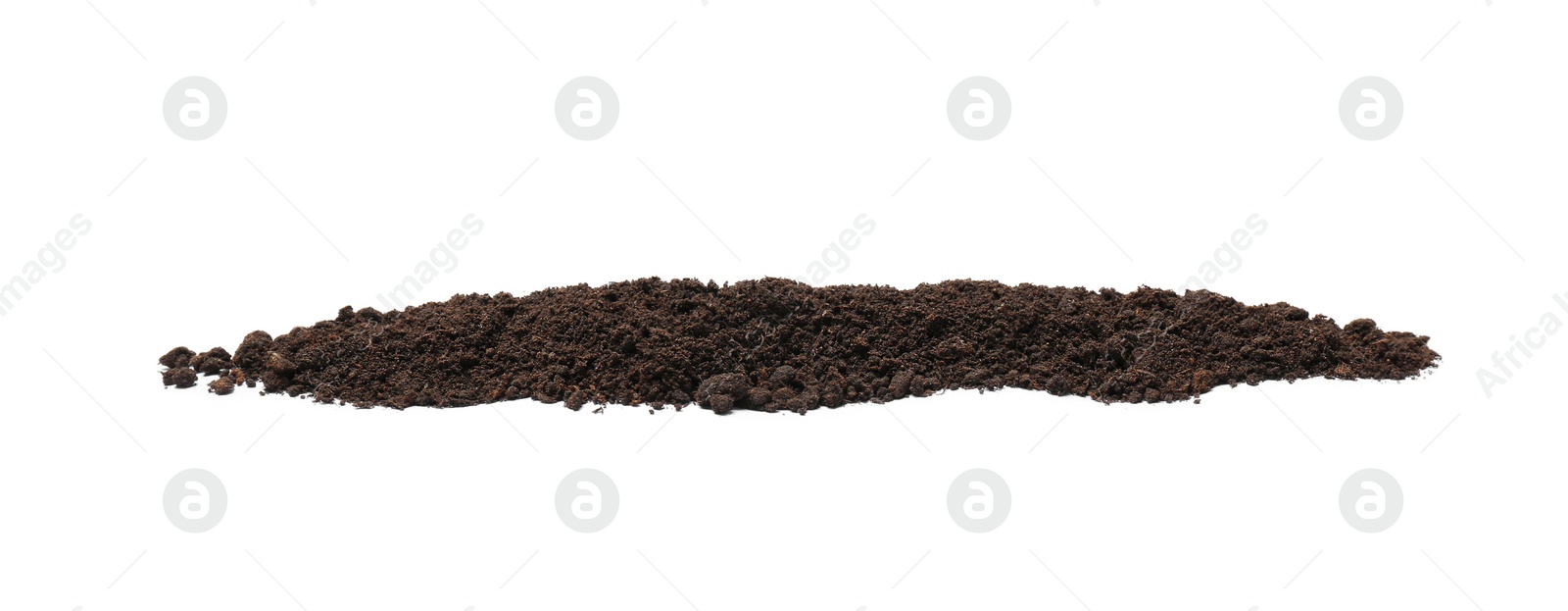 Photo of Pile of soil on white background. Fertile ground