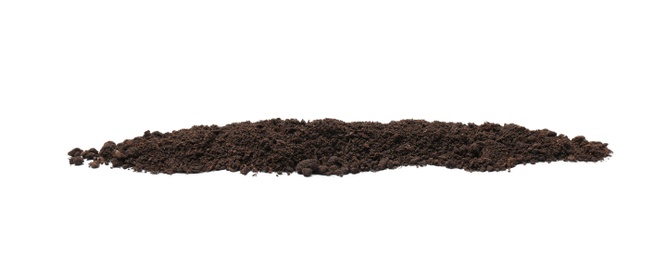 Pile of soil on white background. Fertile ground