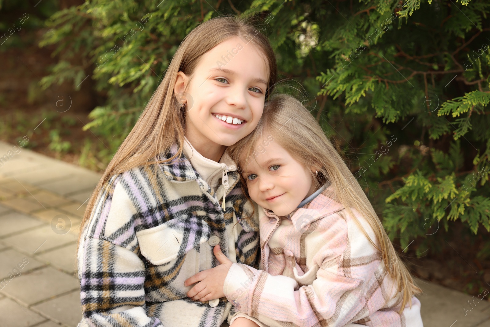 Photo of Cute little sisters spending time together outdoors