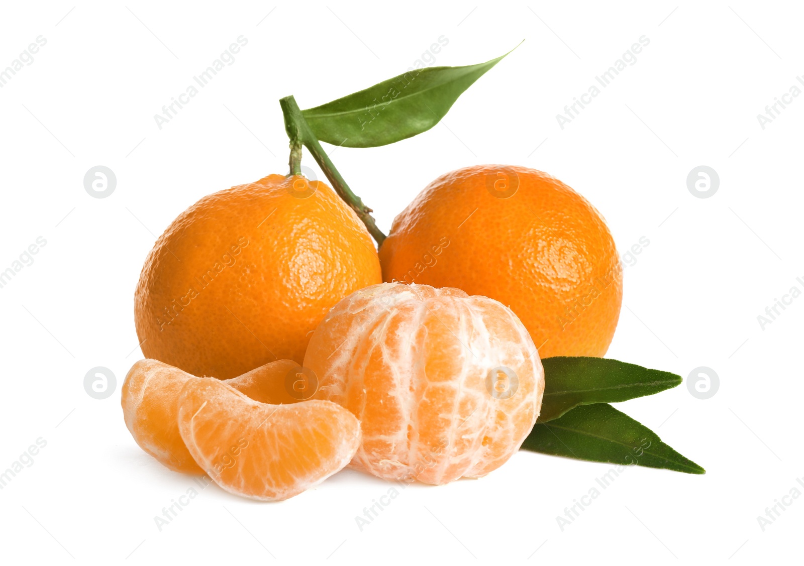 Photo of Fresh ripe juicy tangerines isolated on white