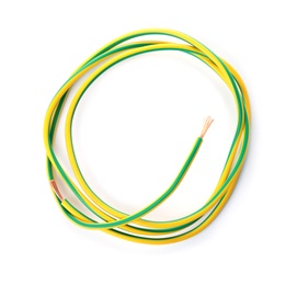 Color cable on white background, top view. Electrician's supply