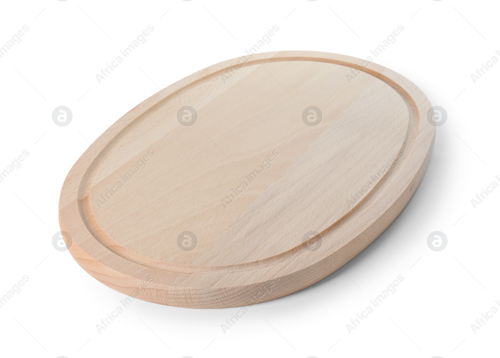 Photo of One wooden cutting board on white background