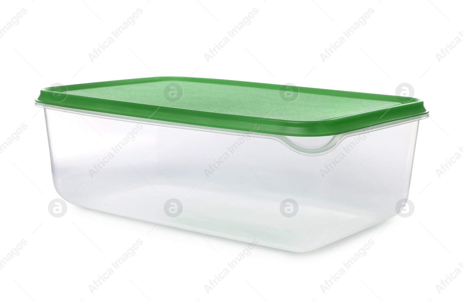 Photo of Empty plastic container for food isolated on white