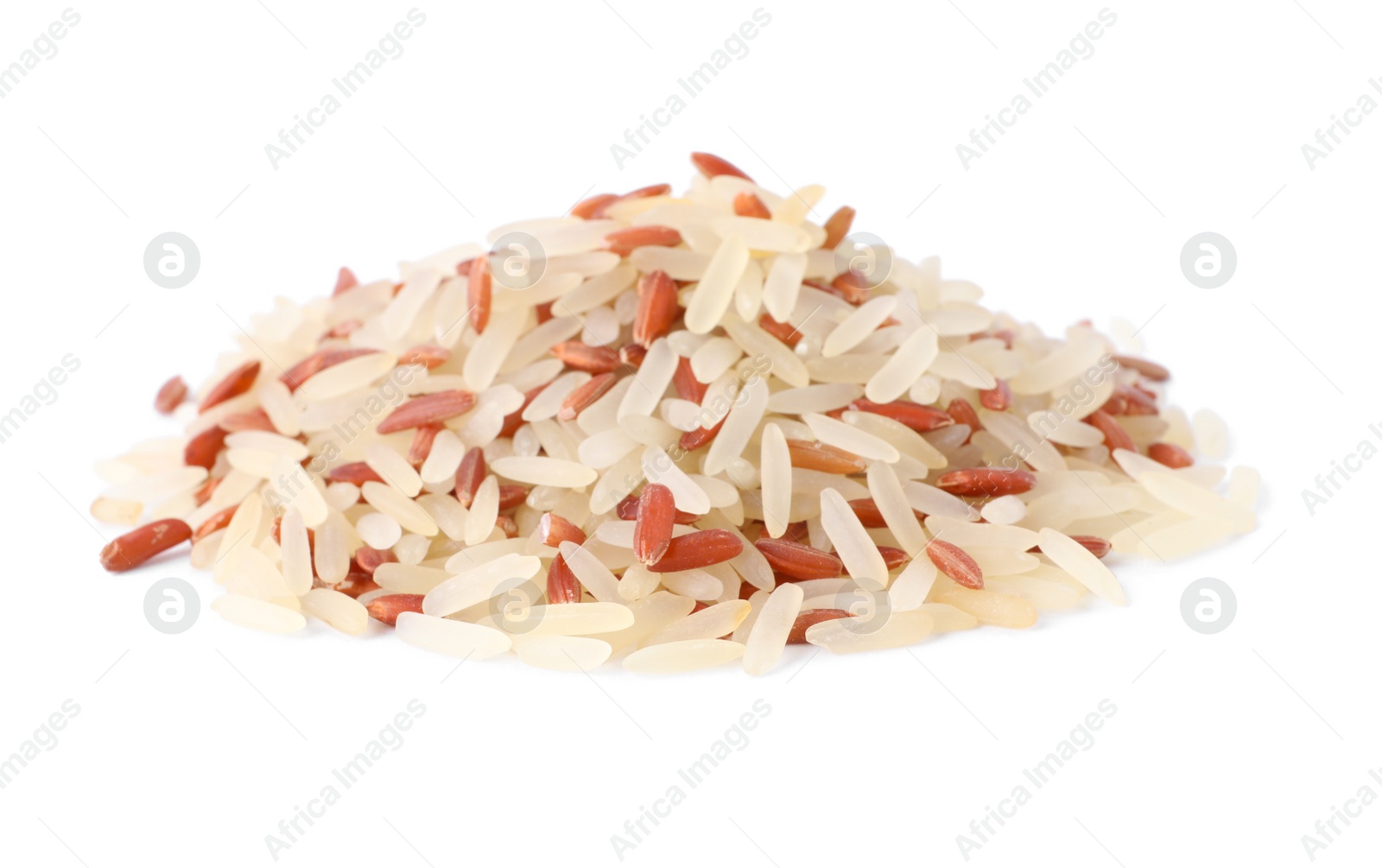 Photo of Mix of brown and polished rice isolated on white