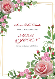 Illustration of Beautiful wedding invitation design with floral motif