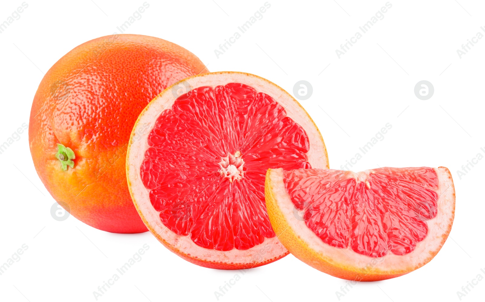 Photo of Fresh ripe grapefruits isolated on white. Citrus fruit