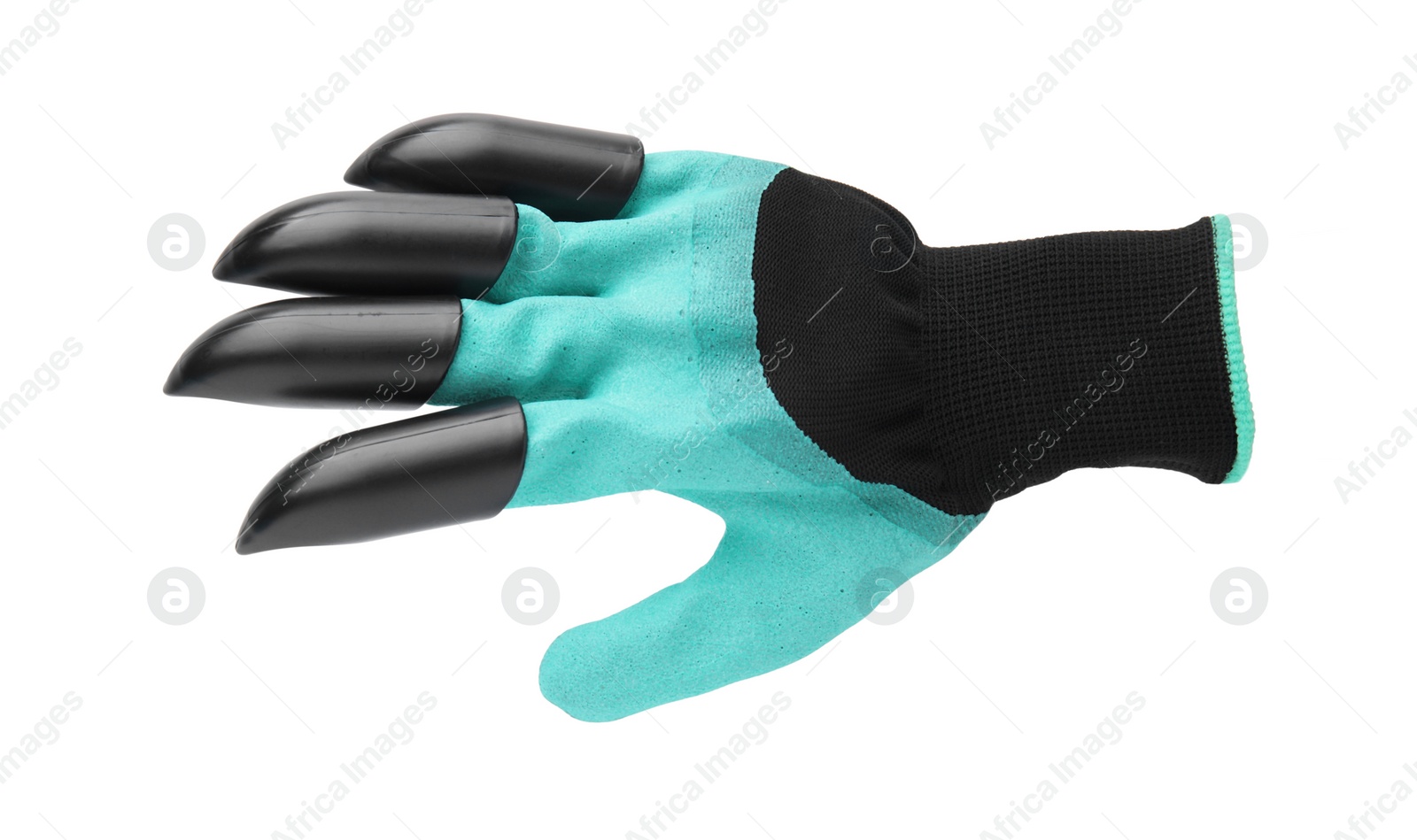 Image of One gardening glove with claws isolated on white