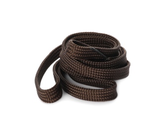 Dark brown shoe lace isolated on white