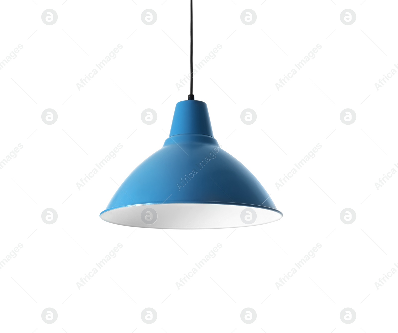 Photo of Modern hanging lamp, isolated on white. Idea for interior design