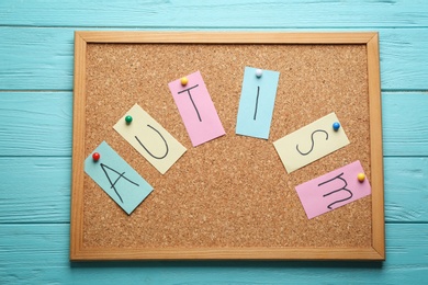 Photo of Sticky notes with word "Autism" on cork board