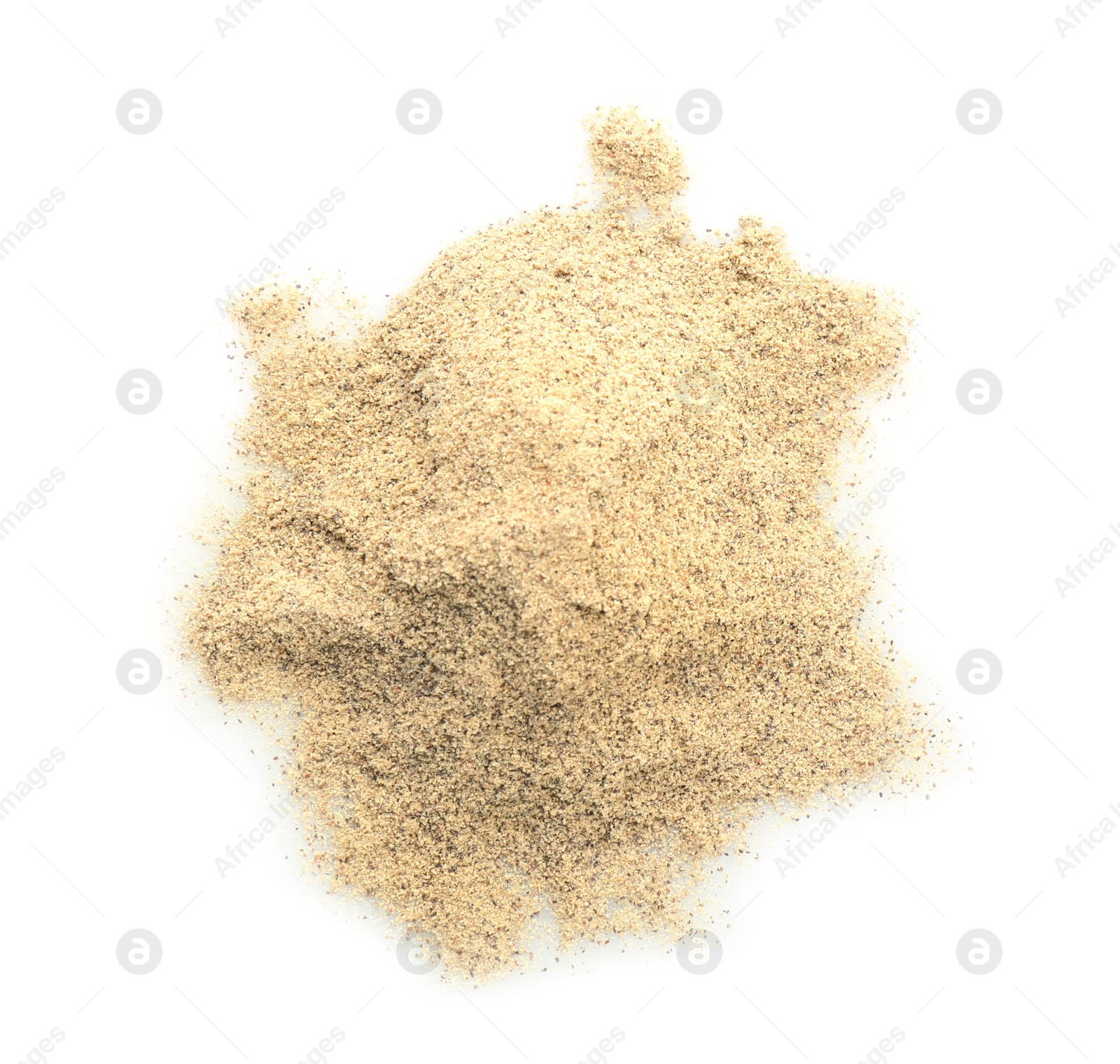 Photo of Heap of pepper powder on white background, top view