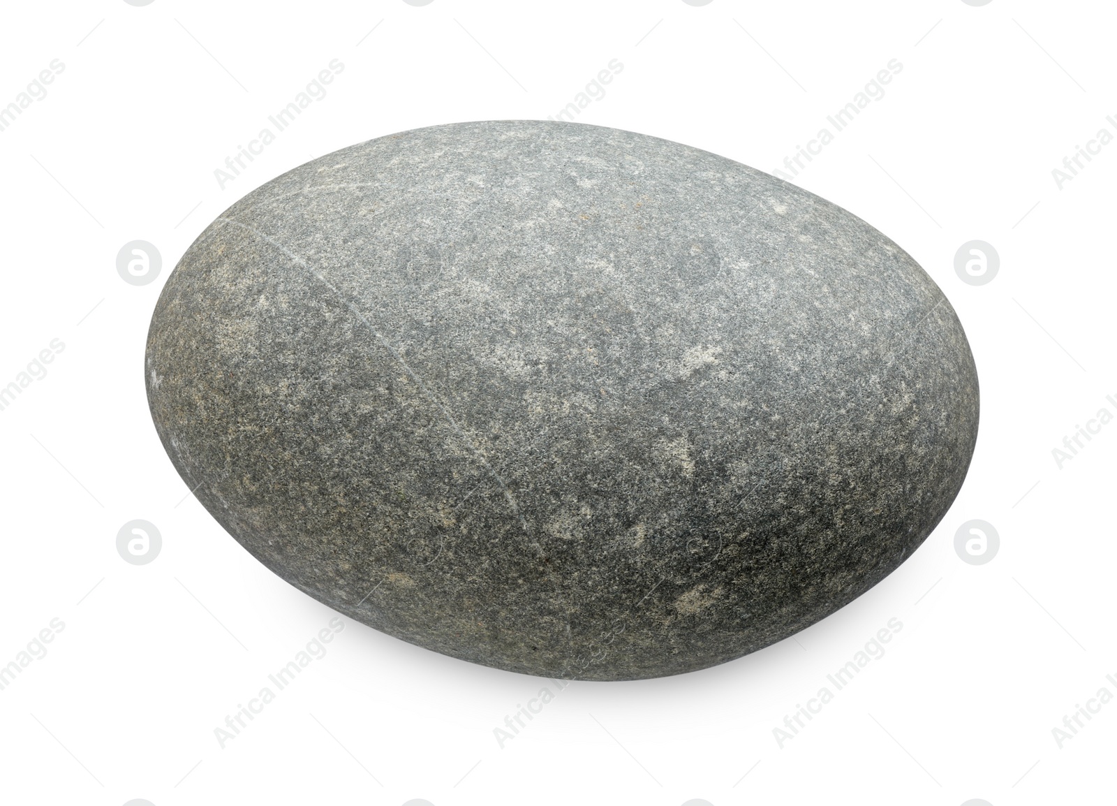 Photo of One grey stone isolated on white, top view