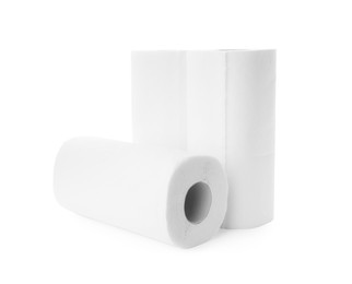 Photo of Rolls of paper towels isolated on white