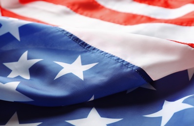 Photo of National flag of America as background, closeup