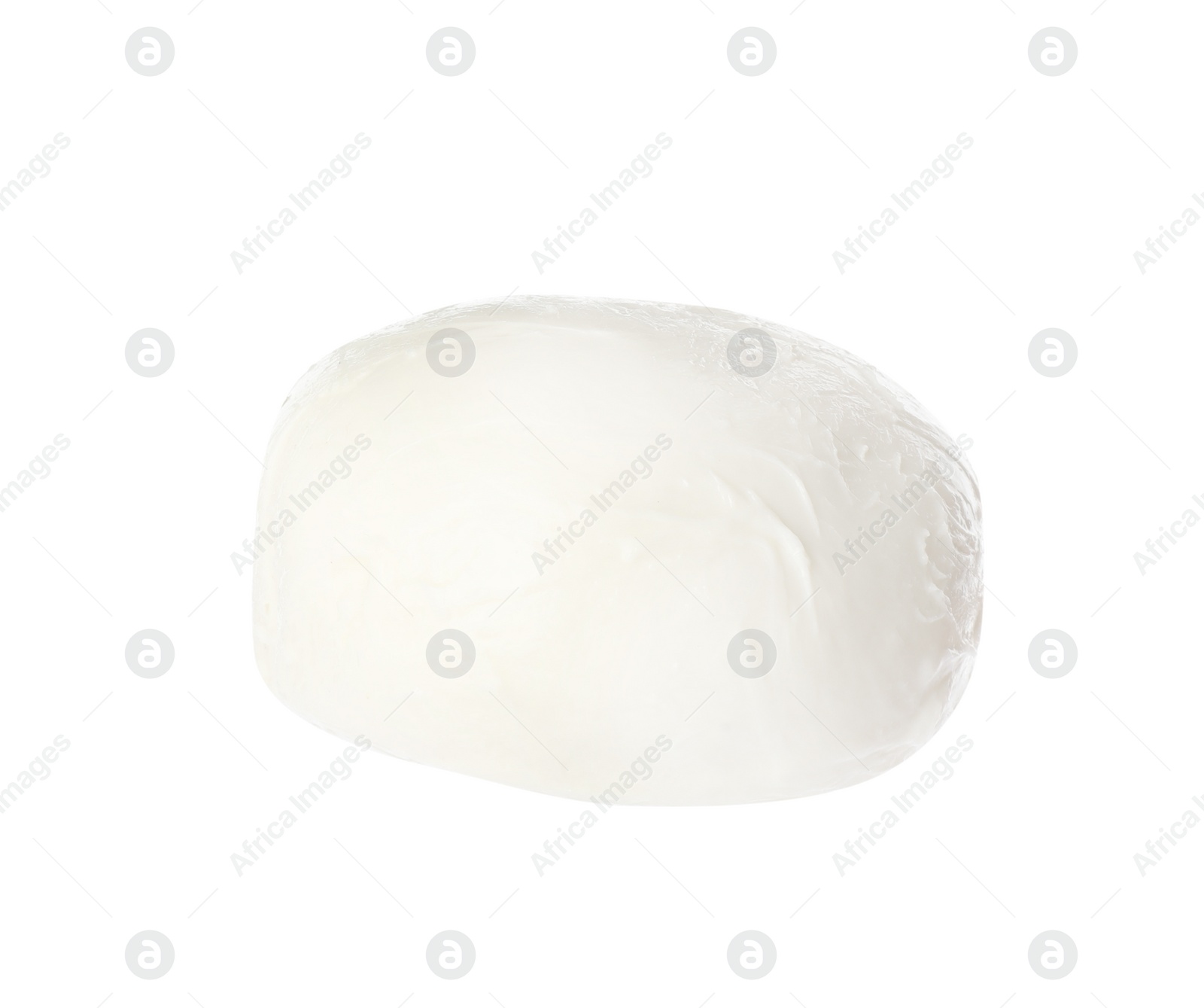 Photo of Delicious mozzarella cheese ball on white background