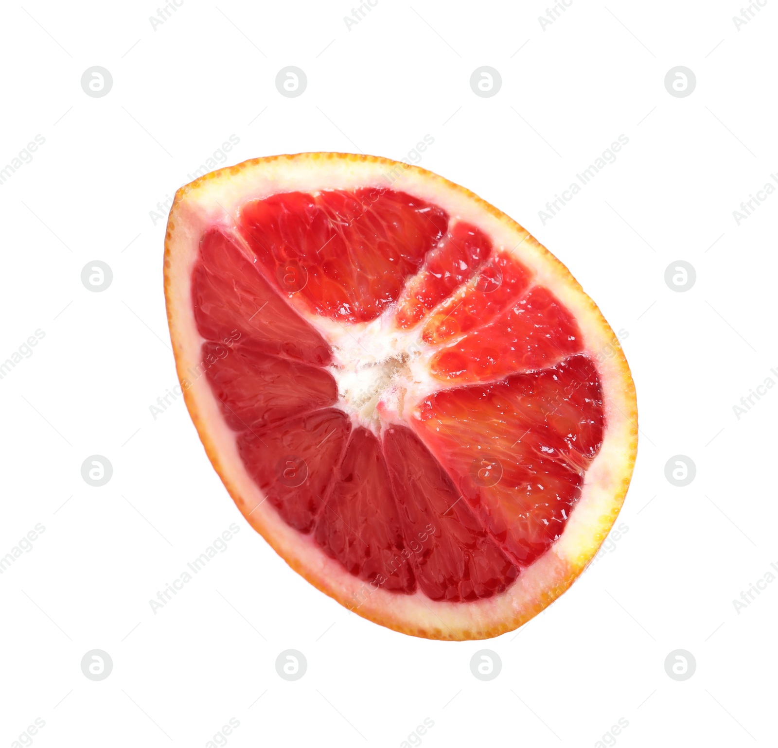 Photo of Cut ripe red orange isolated on white