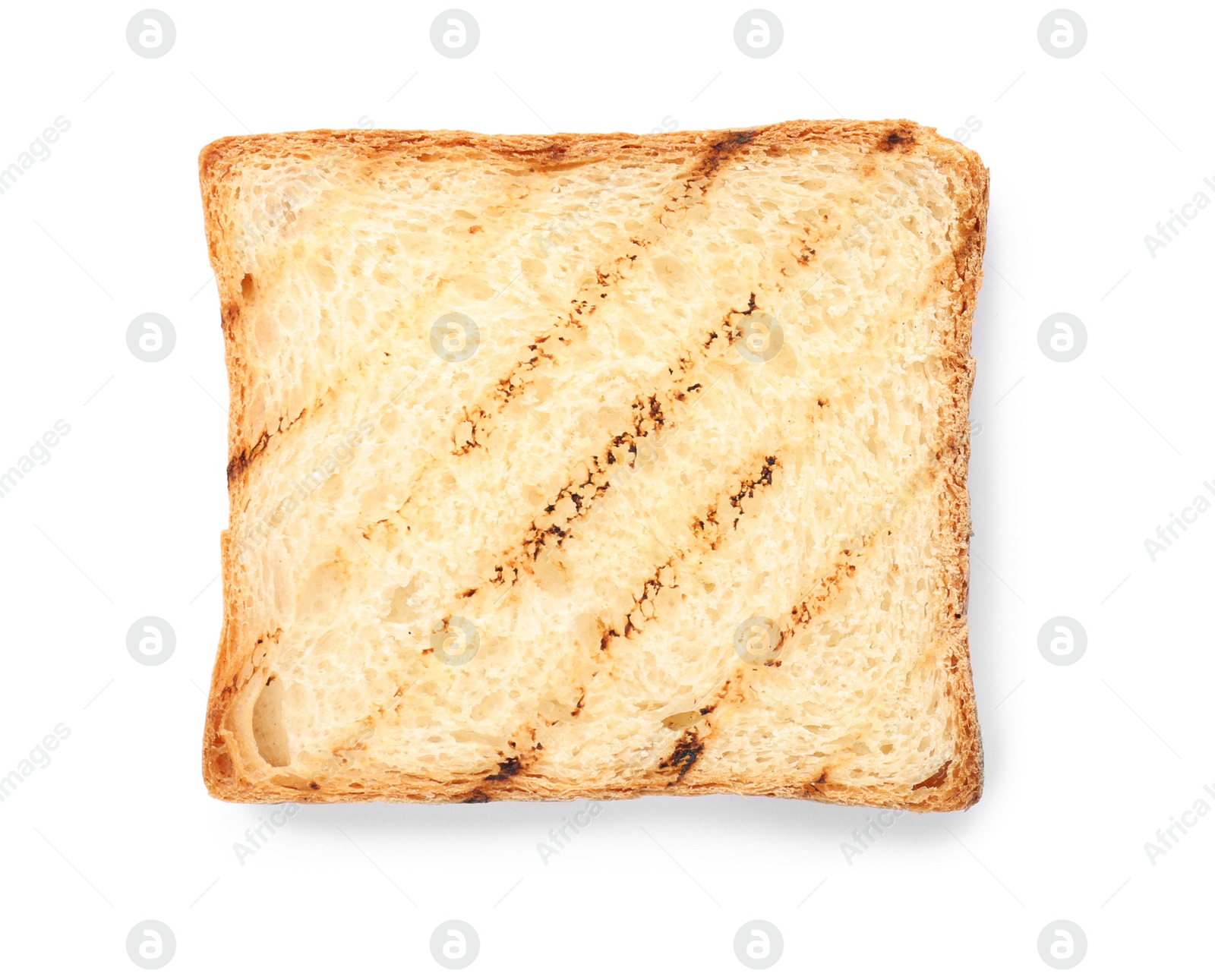 Photo of Toasted bread on white background, top view